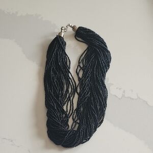 Elegant Black Beaded Necklace